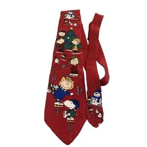 Vintage Peanuts “Christmas Is Together Time” Snoopy Ice Skating Necktie 1996 USA